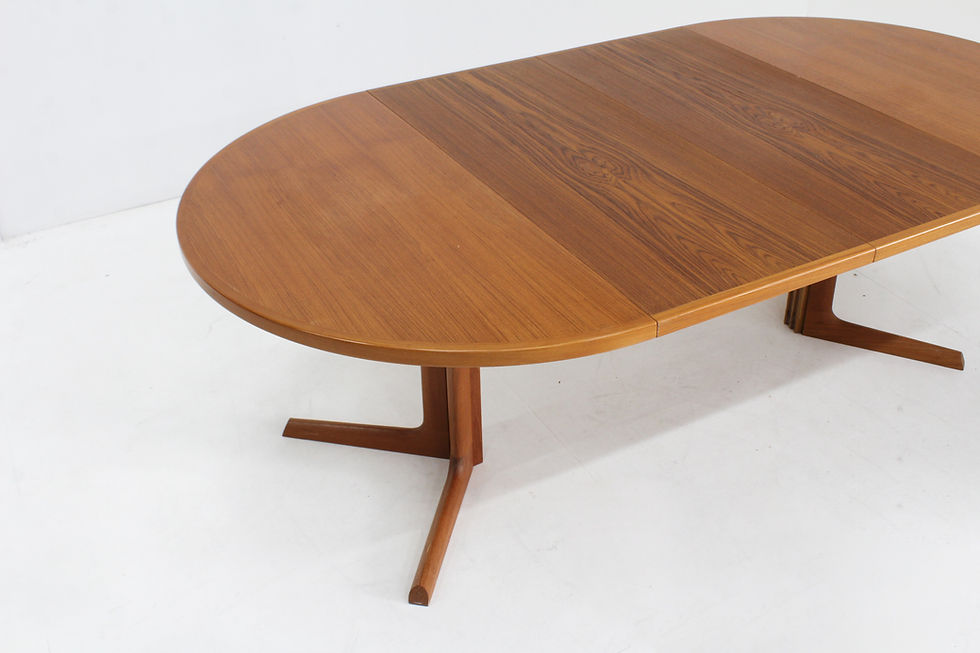 Thumbnail: Vintage Danish round extendable dining table Gudme 1960s