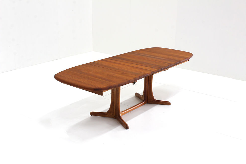 Thumbnail: Vintage Danish oval extendable dining table solid teak1960s
