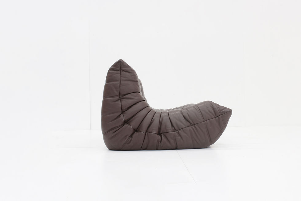 Thumbnail: Togo Ligne Roset 2 seater sofa brown leather by Michel Ducaroy for Ligne Roset