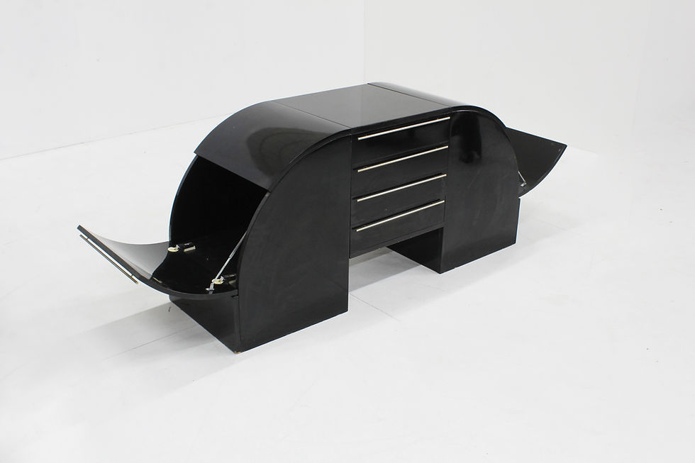 Vintage Italian Black Lacquered Sideboard 1970s