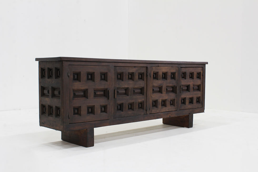 Thumbnail: Vintage Brutalist Spanish carved sideboard credenza