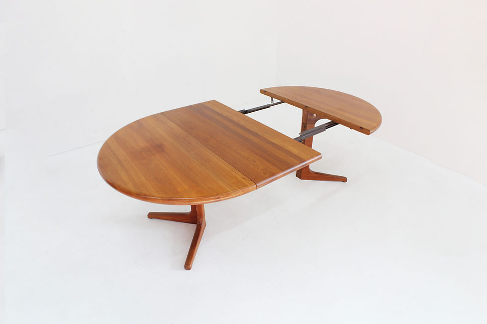 Thumbnail: Vintage Danish round extendable dining table solid teak 1960s