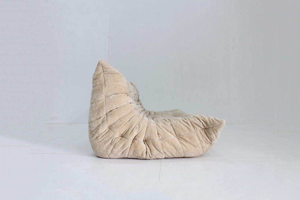 Thumbnail: Original Vintage Togo ligne Roset 3 seater sofa beige velvet by Michel Ducaroy