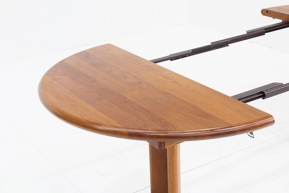 Thumbnail: Vintage Danish round extendable dining table solid teak