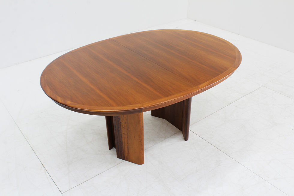 Thumbnail: Vintage large oval extendable dining table 1960s XL