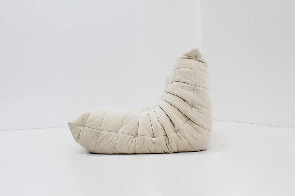 Thumbnail: Vintage Togo 2 seater sofa beige velvet Ligne Roset by Michel Ducaroy
