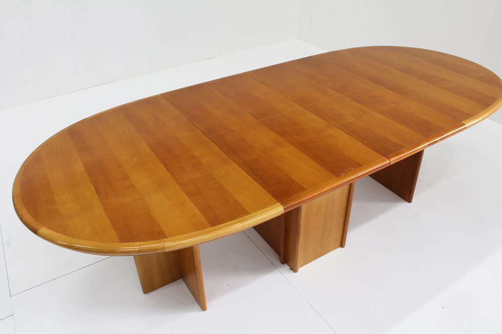 Thumbnail: Vintage large oval extendable dining table from the 1960s .