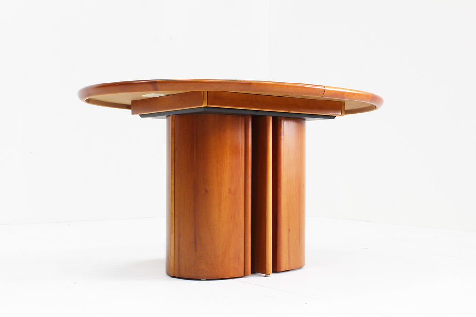 Thumbnail: Vintage Skovby Danish extendable oval dining table beautifully designed by Skovby Mobelfabrik Denmark with unique pull out sy