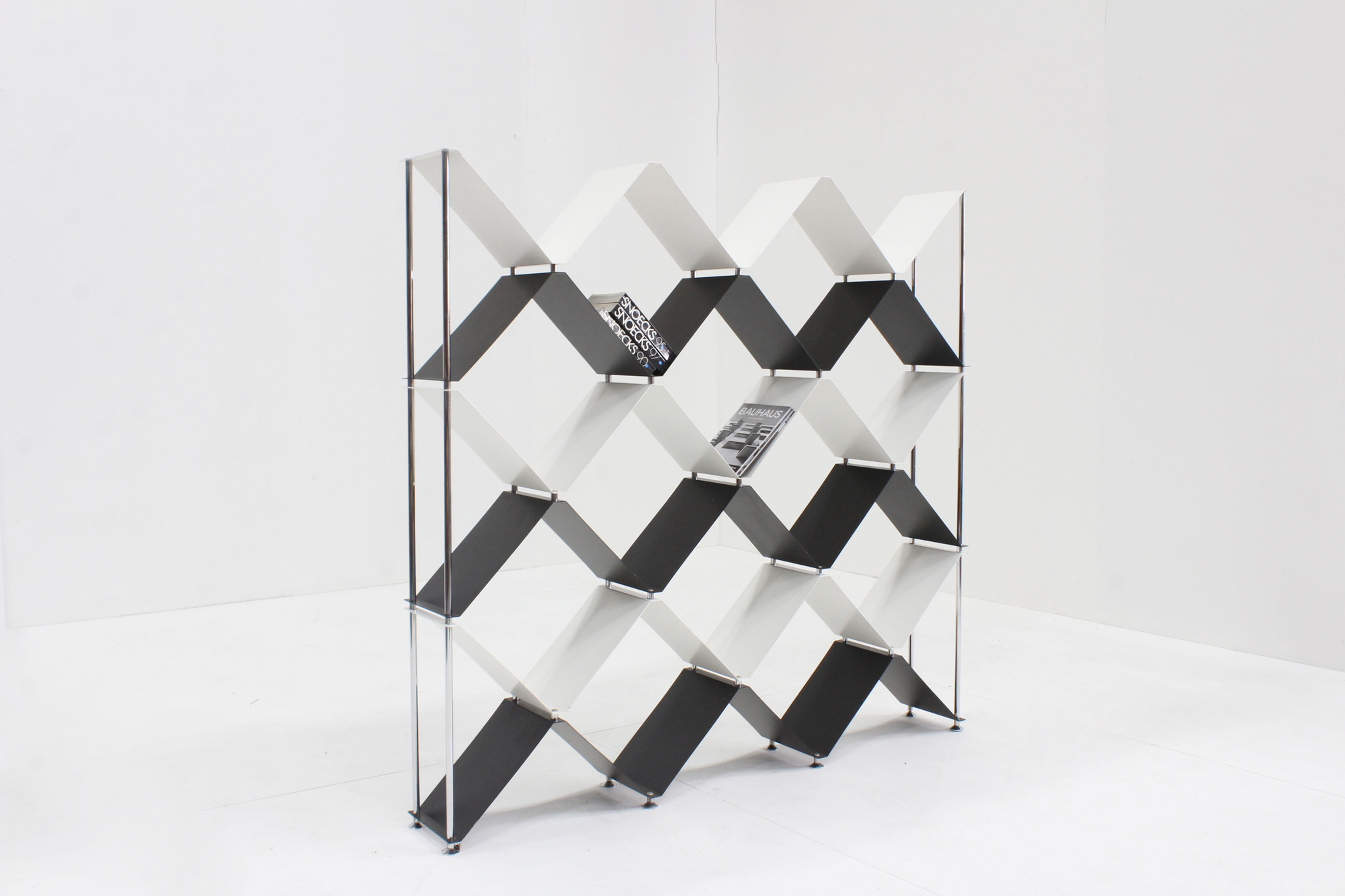 Vintage Italian chrome steel bookcase