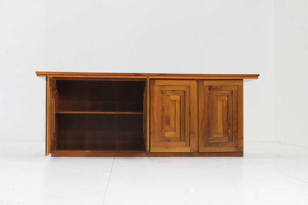 Thumbnail: Vintage Italian Sculptural wooden Sideboard from the 1970s. This striking vintage Italian sideboard showcases the perfect fus