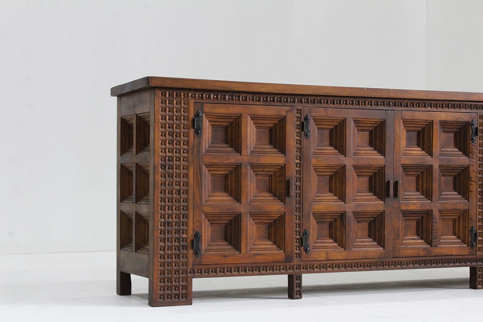 Thumbnail: Spanish Brutalist Sideboard solid walnut wood 1960s