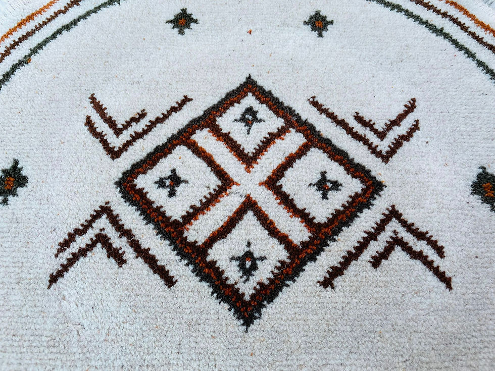 Thumbnail: Vintage wit rond vloerkleed boho stijl