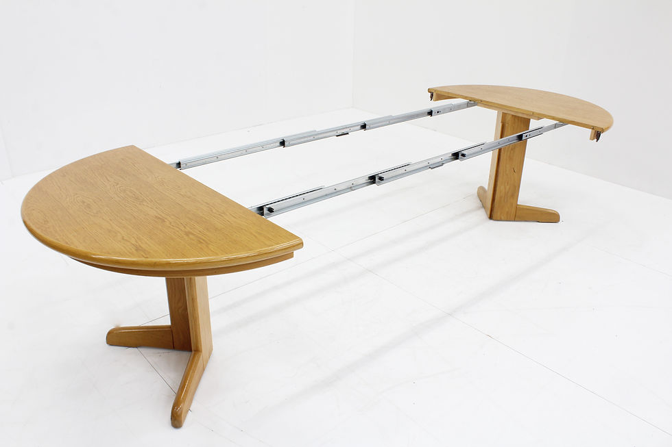 Thumbnail: Vintage large oval extendable dining table 1960s