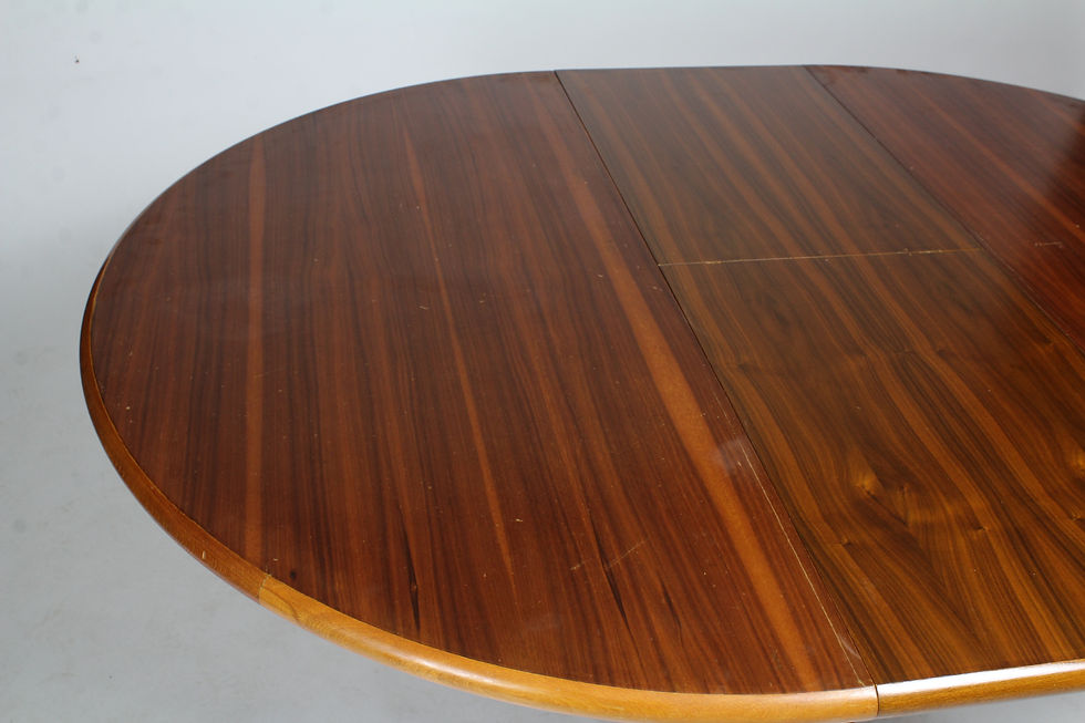 Thumbnail: Vintage mid century ronde uitschuifbare eettafel tafel teak