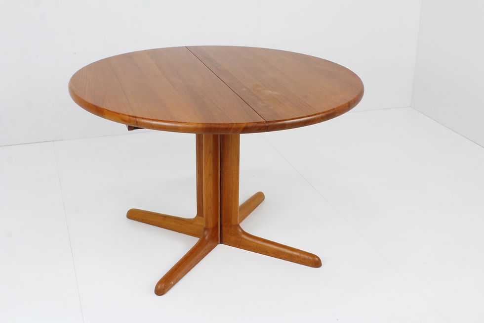 Thumbnail: Vintage Deense ronde uitschuifbare eettafel Skovby massief teak
