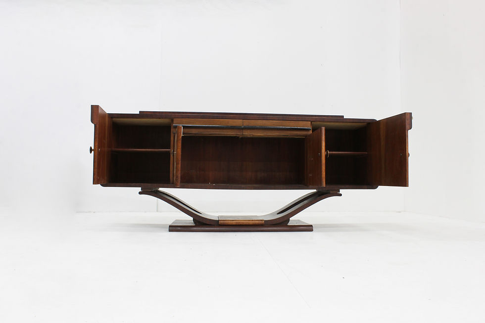 Thumbnail: Vintage Italian Art Deco Sideboard in Burl Wood 1930s