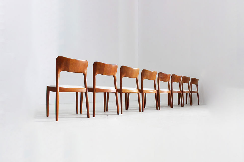 Vintage Danish solid teak dining room chairs designed by Niels Koefoed for Koefoed´s Hornslet in the 1960s