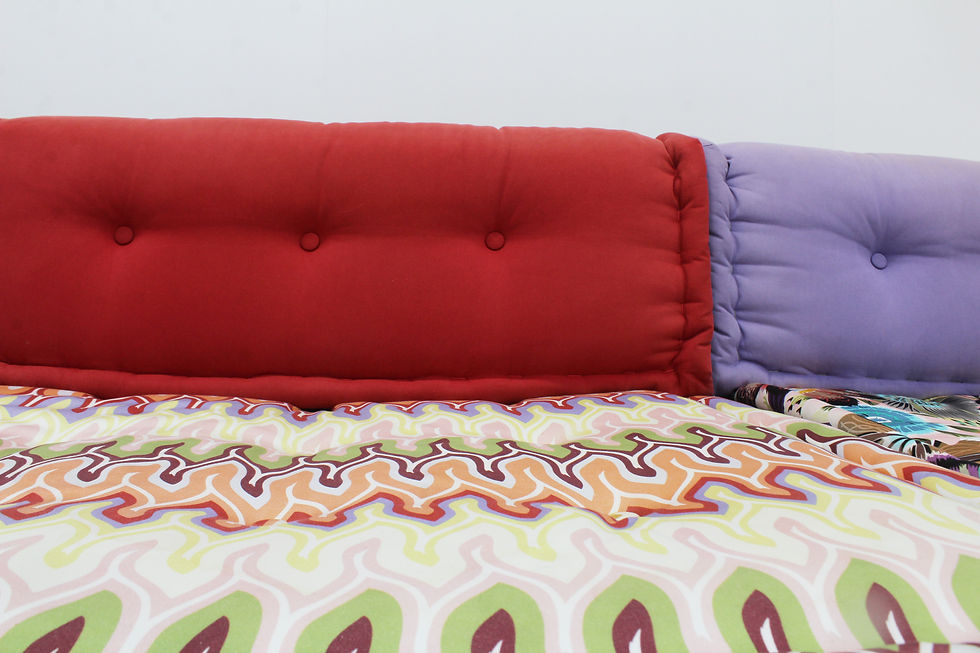 Thumbnail: Roche Bobois Mah jong sofa consiting of 9 pieces designed in 1971 by Hans Hopfer. High quality fabric, beautiful vibrant fabr