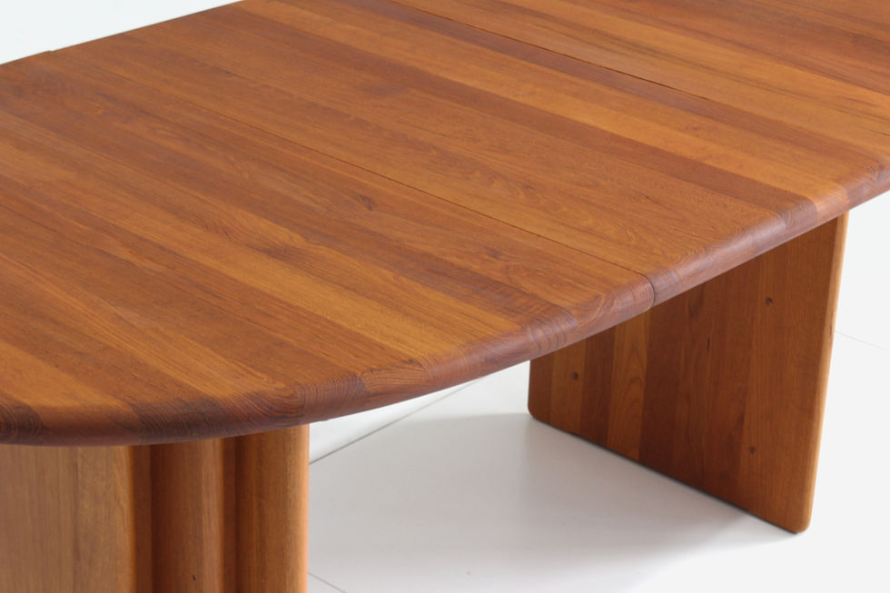 Thumbnail: Vintage Danish oval  dining table solid teak 1960s