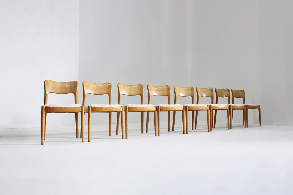 Thumbnail: Vintage Danish dining chairs designed by Niels Koefoed for Koefoed's Hornslet in the 1960s, Denmark. This mid-century dining