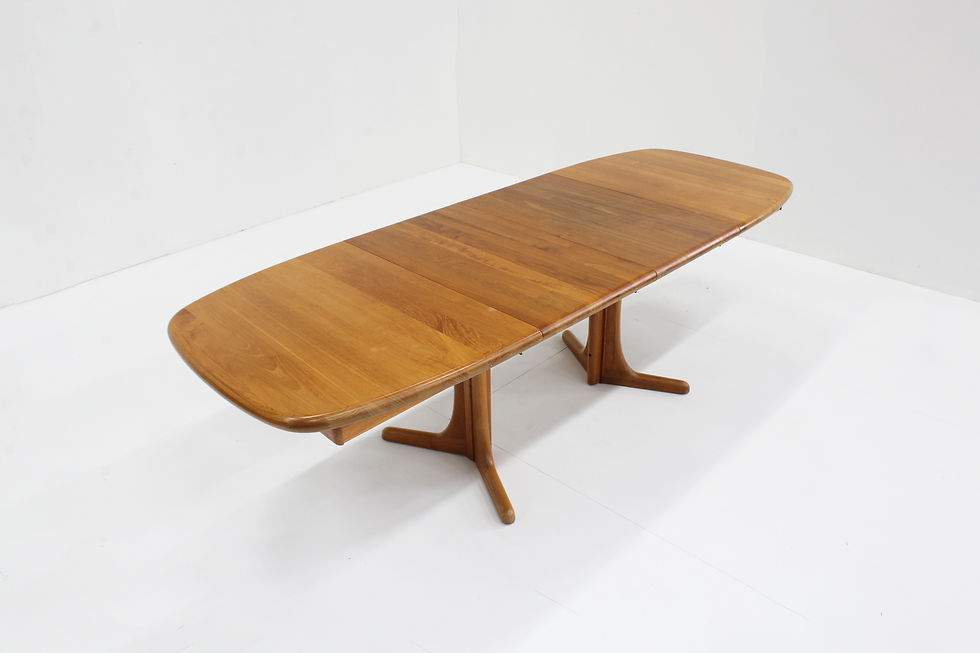 Vintage Danish oval extendable dining table solid teak 1960s