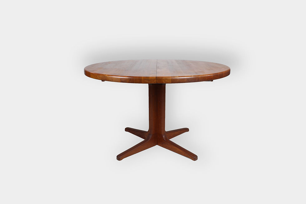 Thumbnail: Vintage Deense ronde ovale uitschuifbare eettafel teak Glostrup Mobelfabrik