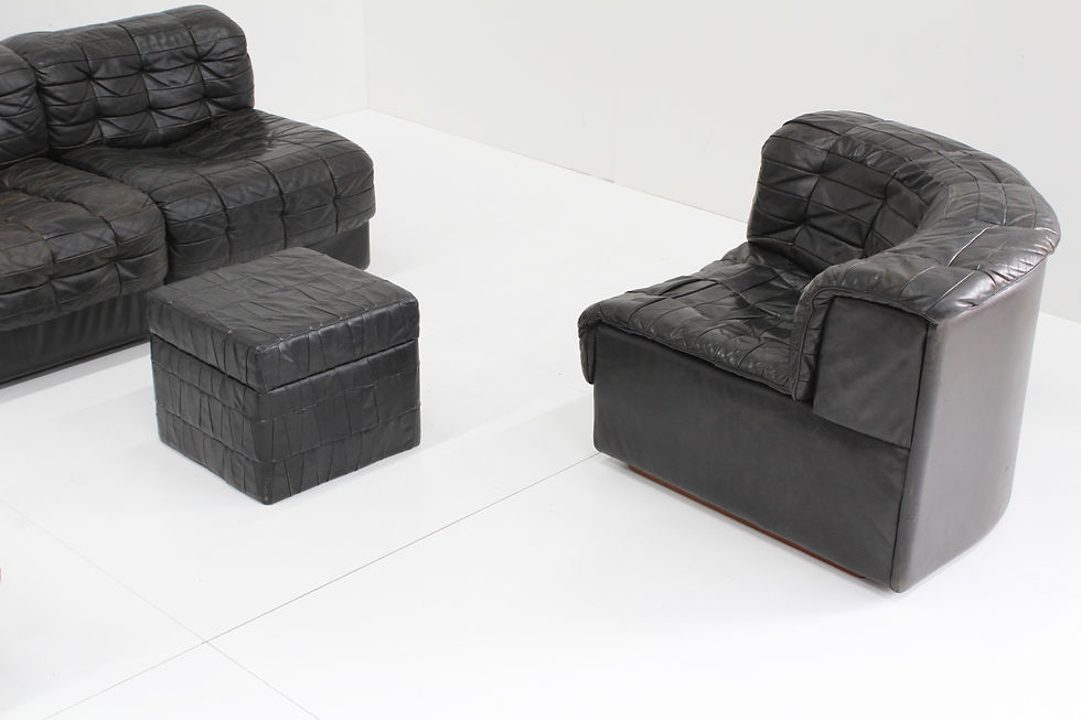 Thumbnail: De Sede DS 11 modular sofa in black patchwork leather