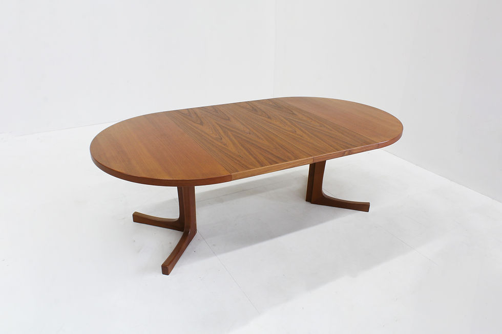 Vintage Danish round extendable dining table teak 1960s