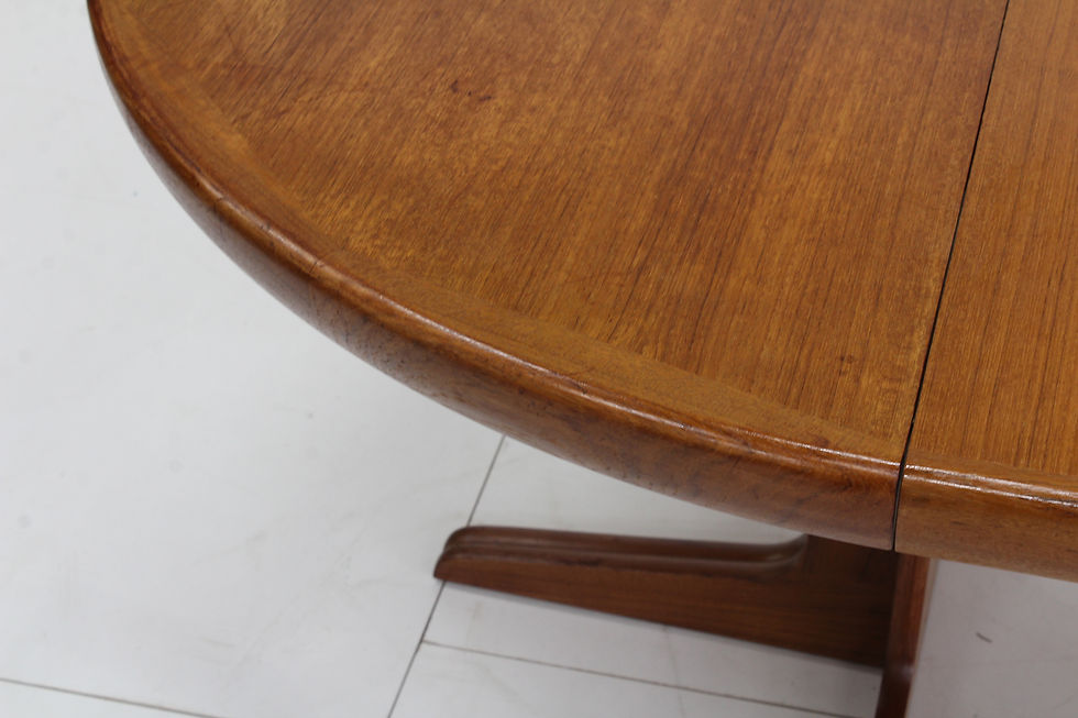 Thumbnail: Vintage Danish large round extendable dining table from the 60s XXL