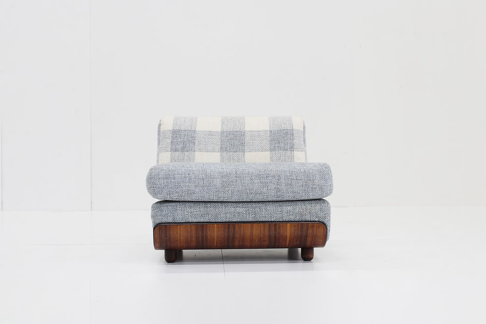 Thumbnail: Vintage italian armchair wood and fabric 1970s