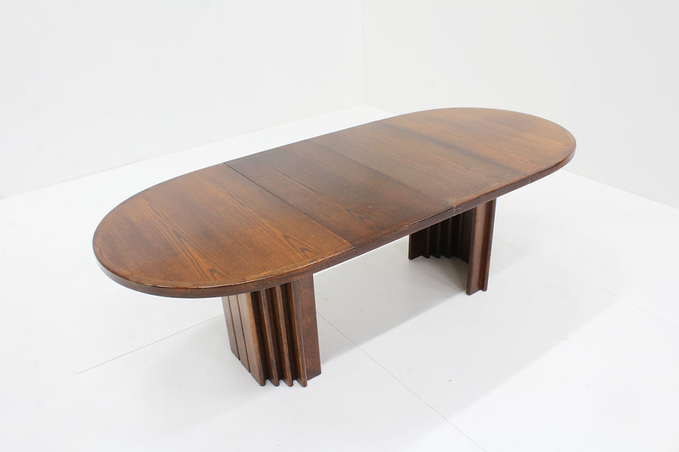 Thumbnail: Vintage Glostrup Danish oval extendable dining table solid teak 1960s