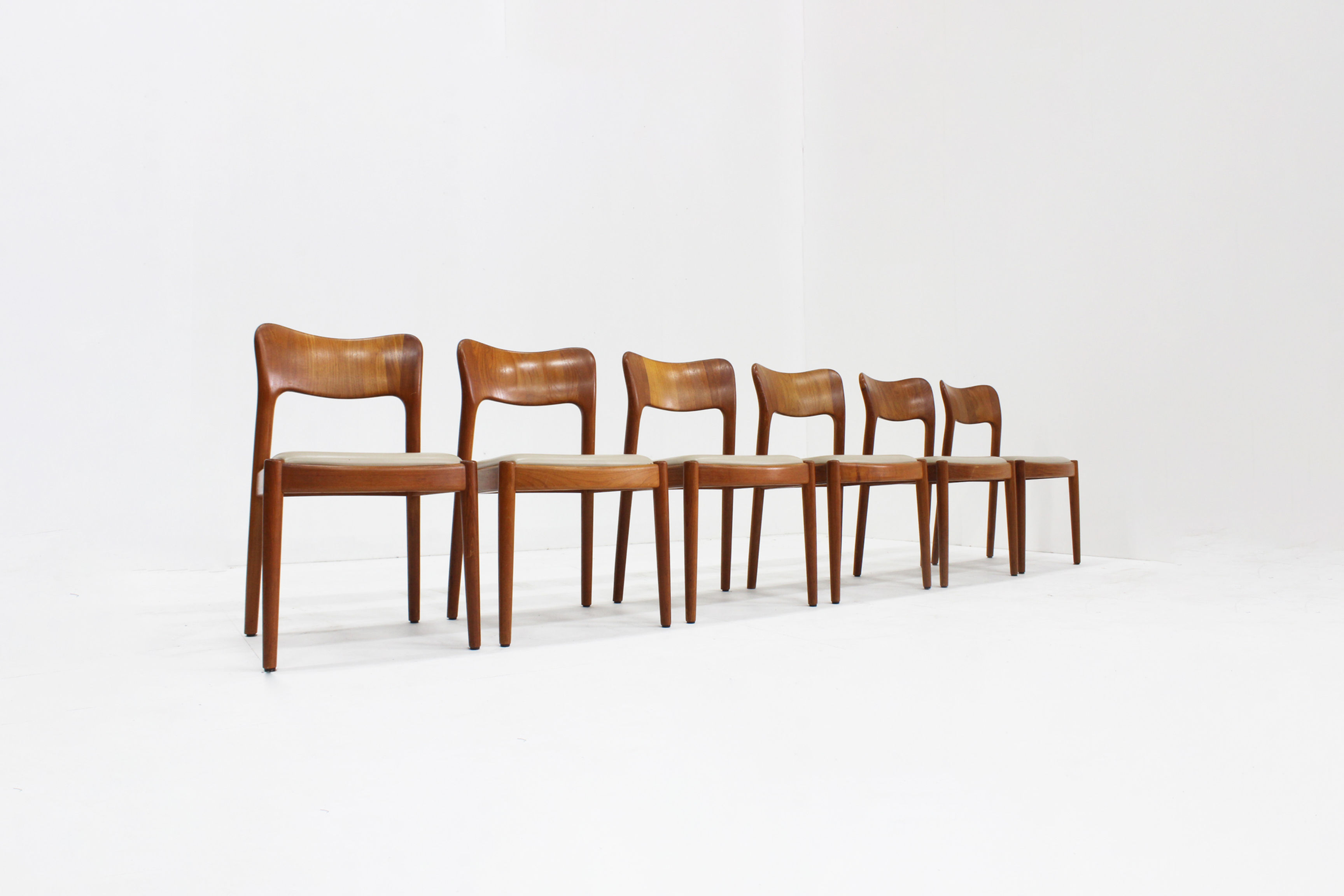 Set of 6 Vintage Danish Dining Chairs by Niels Koefoed 1960s teak