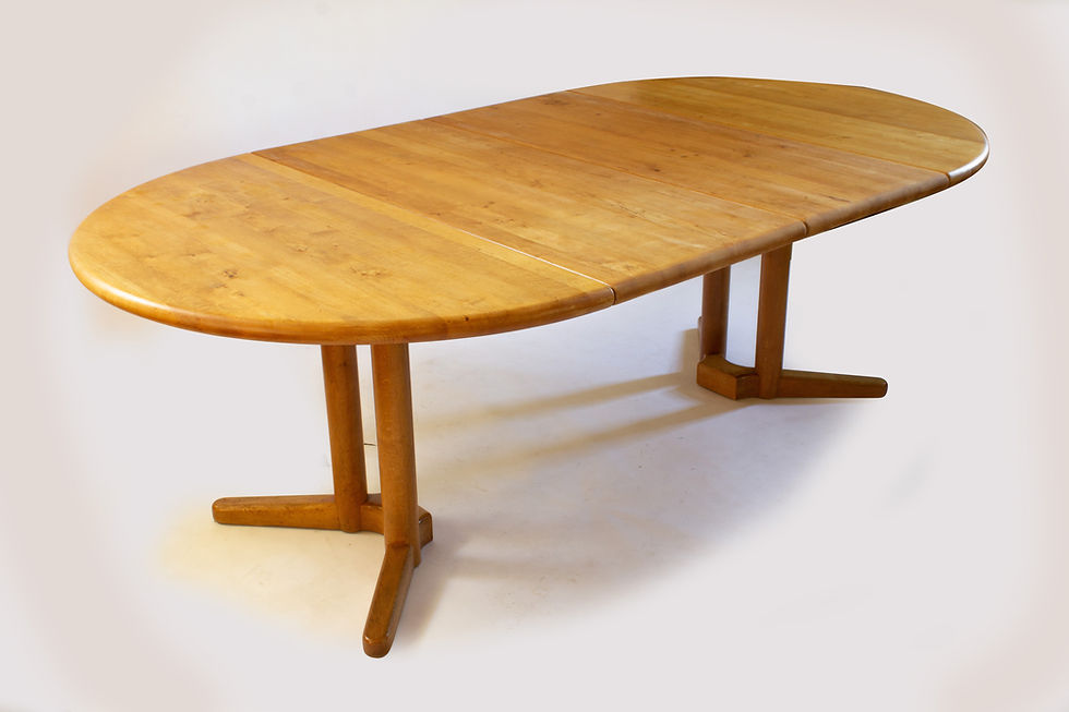 Thumbnail: Vintage deense ronde uitschuifbare eettafel massief hout