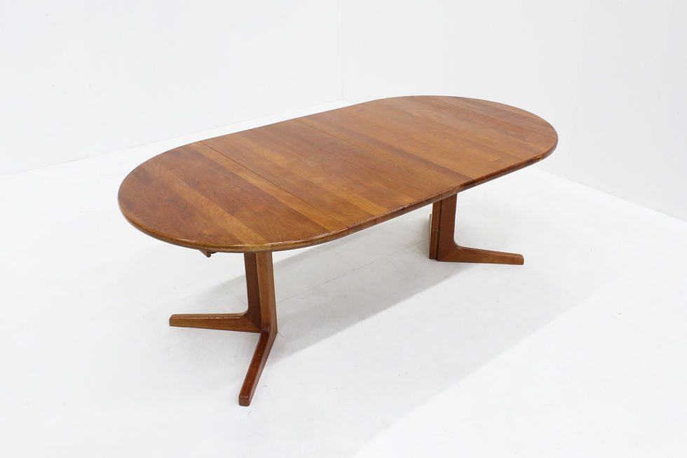 Thumbnail: Vintage Danish round extendable dining table solid teak 1960s