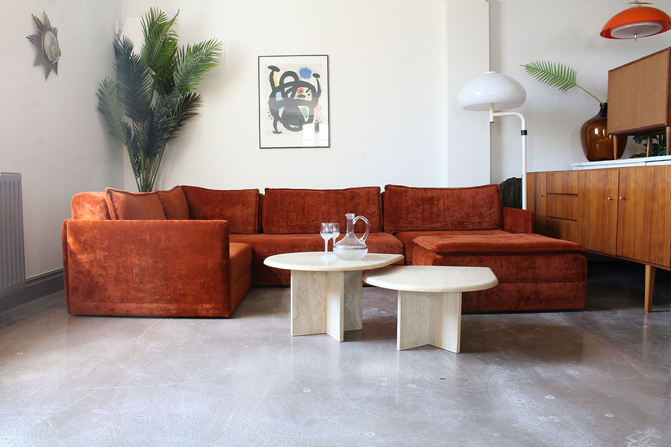 Thumbnail: Vintage oranje modulaire elementen bank sofa zithoek jaren 70