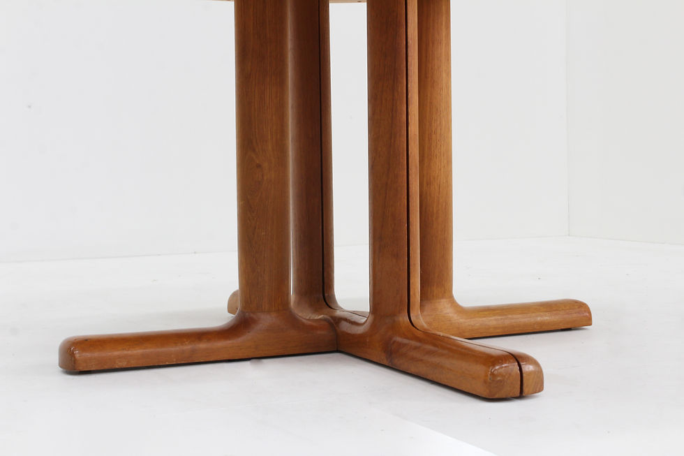Thumbnail: Vintage Danish round extendable dining table solid teak