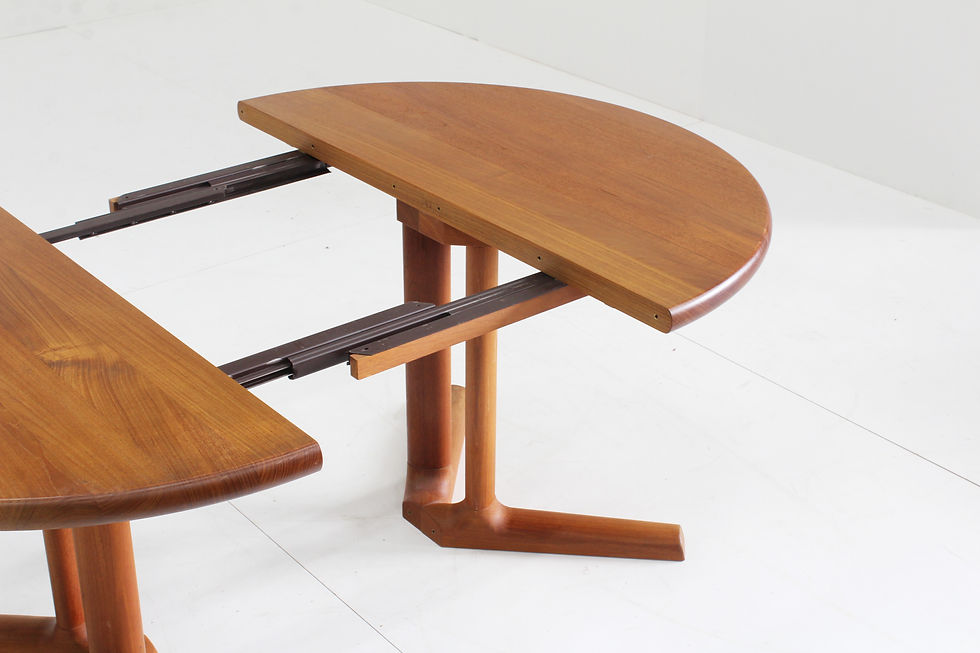 Thumbnail: Vintage Dyrlund Danish round extendable dining table solid teak