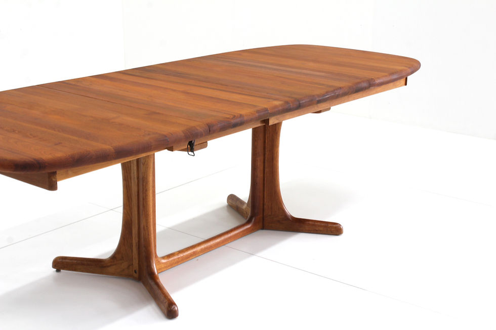 Thumbnail: Vintage Danish oval extendable dining table solid teak1960s