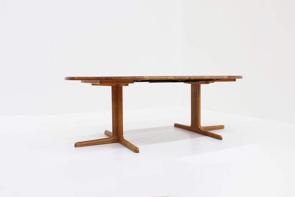 Thumbnail: Vintage Danish round teak extendable dining table