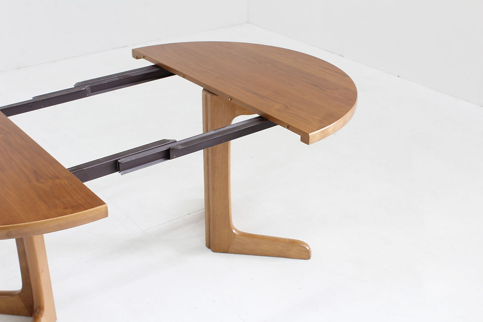 Thumbnail: Vintage Danish round extendable dining table 1960s