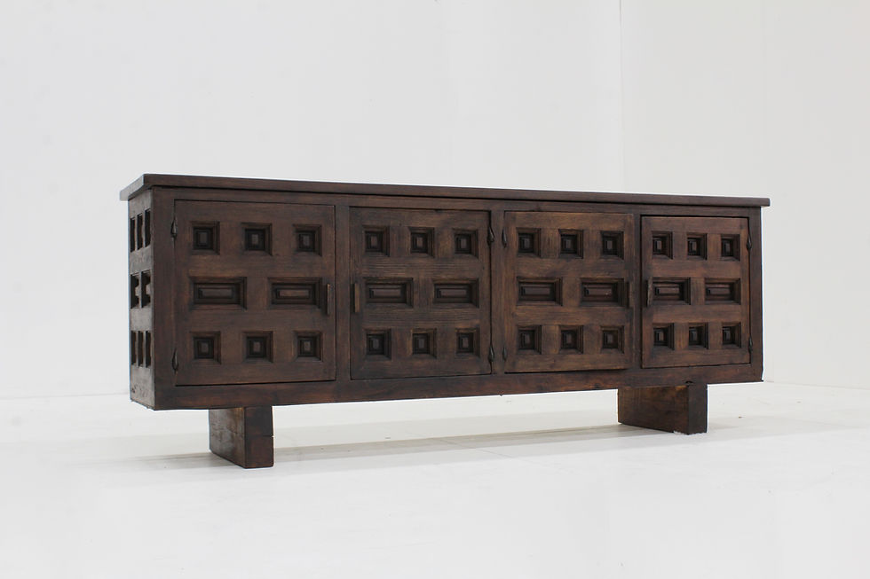 Thumbnail: Vintage Brutalist Spanish carved sideboard credenza
