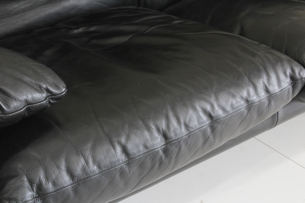 Thumbnail: Cassina Maralunga 2 seater sofa black leather by Vico Magistretti