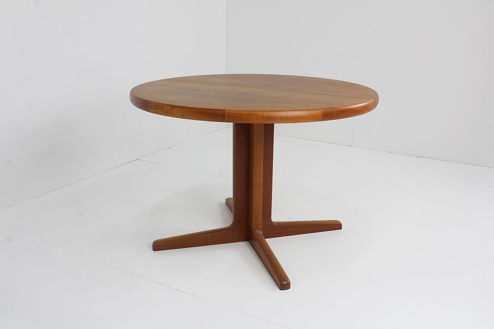 Vintage deense ronde uitschuifbare eettafel tafel 60s