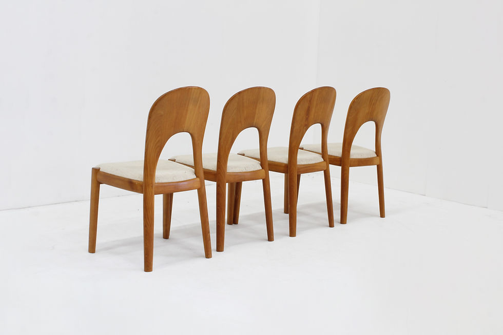 Thumbnail: Vintage Danish solid teak dining chairs by Niels Koefoed 1960s set of 4