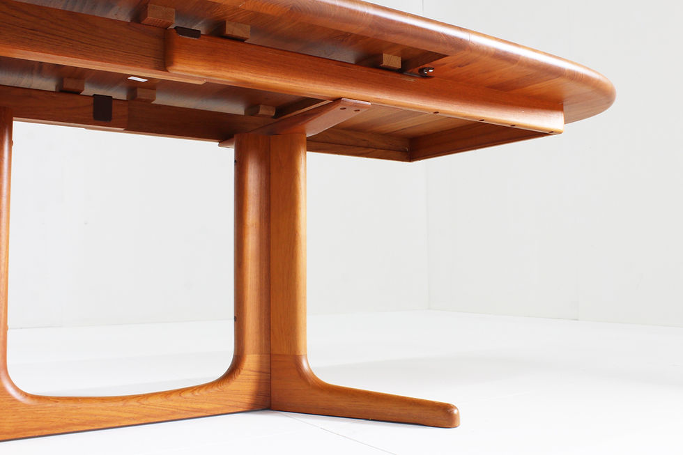 Thumbnail: Vintage Glostrup Danish oval extendable dining table solid teak 1960s