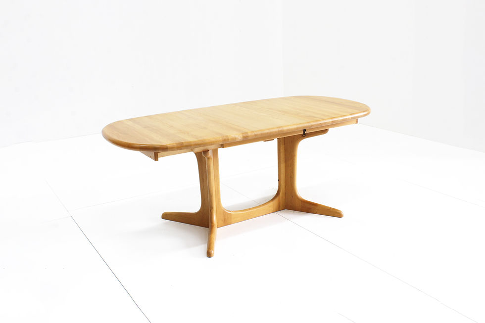 Thumbnail: Vintage Danish oval extendable dining table 1960s