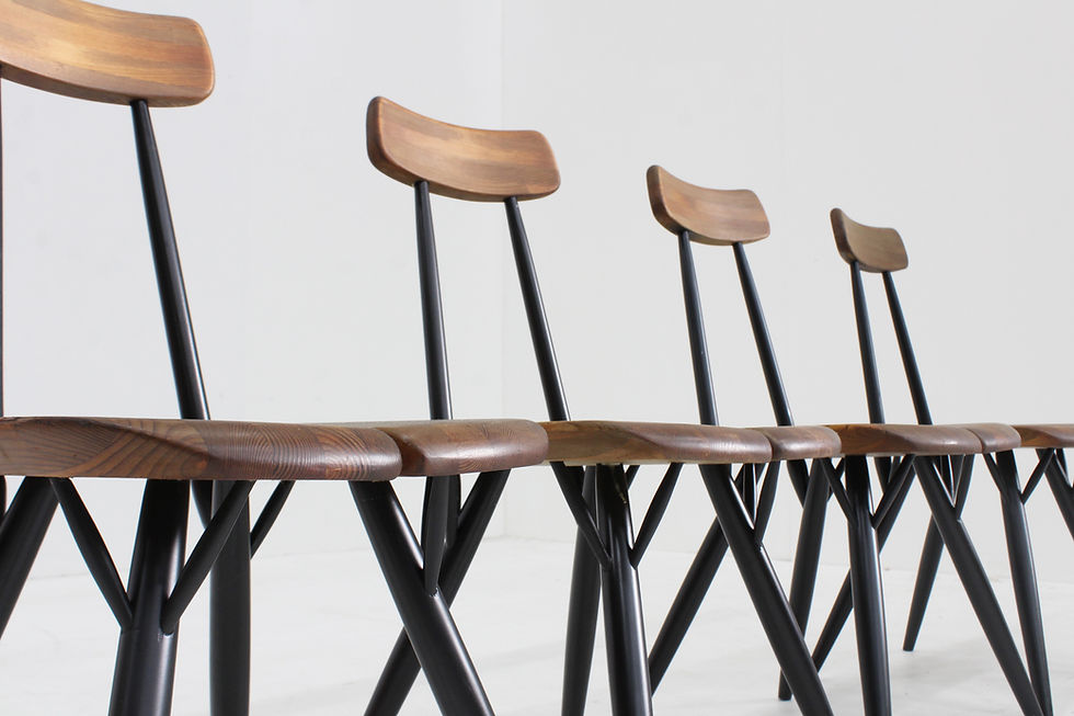 Thumbnail: Vintage Pirkka dining chairs by Ilmari Tapiovaara for Laukaan Puu, Finland, 1950