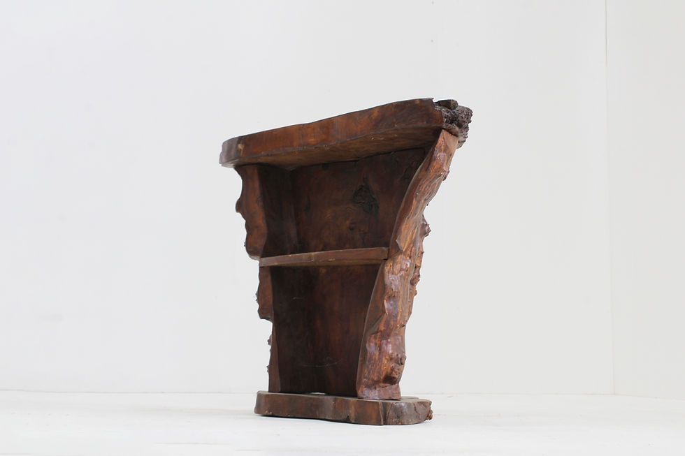 Thumbnail: Brutalist tree trunk vintage bar carved from a single natural root.  Can be used as console table or function as bar.  Striki