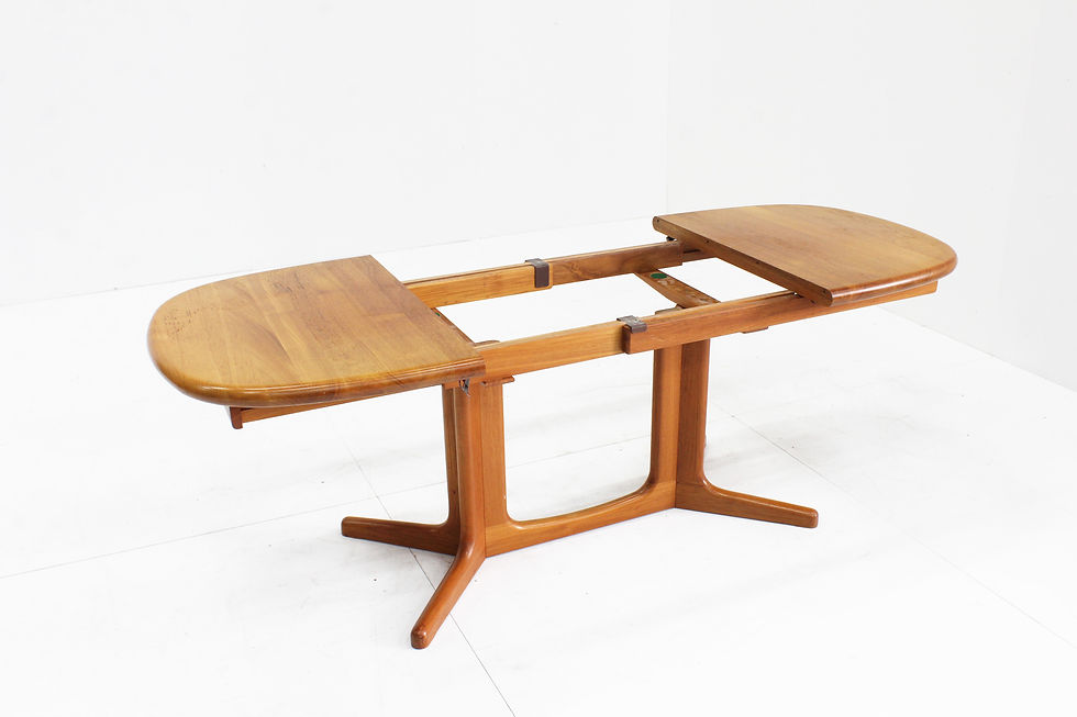 Thumbnail: Vintage Glostrup Danish oval extendable dining table solid teak 1960s