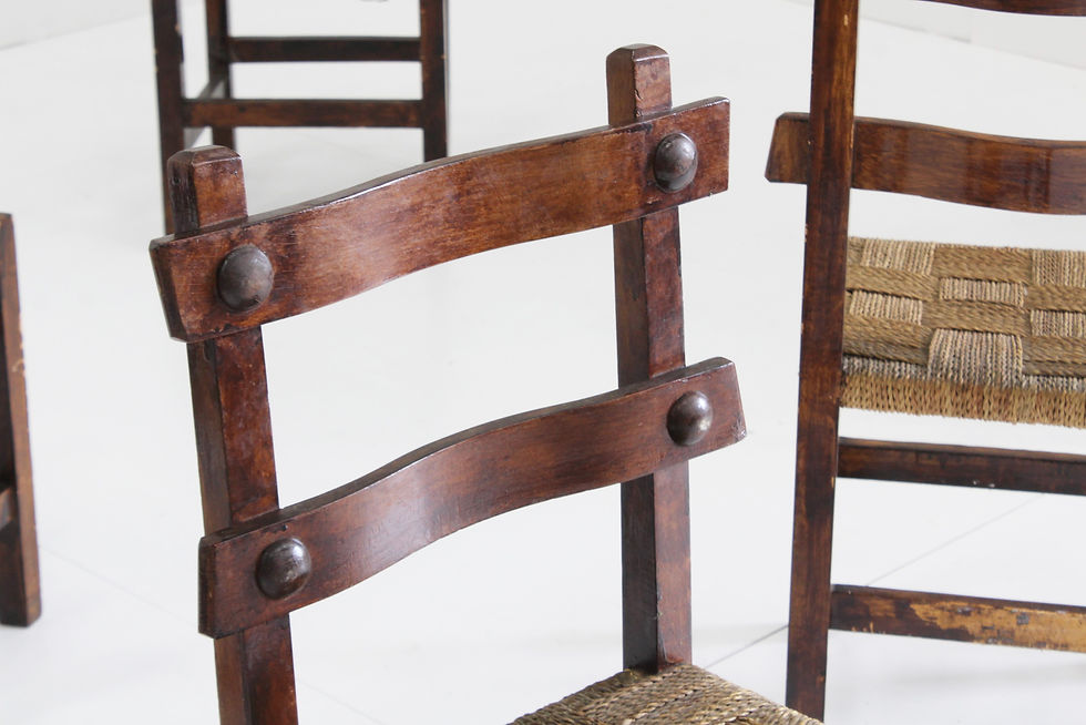 Thumbnail: Set of 6 Mid century Brutalist style Spanish Finca dining room chairs